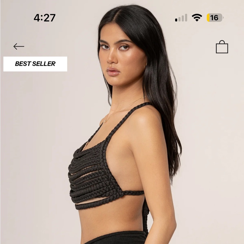 JLUXLABEL Black Sophie Braided Crop Top - Picture 3 of 8